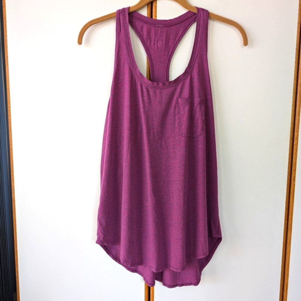 Lululemon Yogi Racer Back III 8 Heathered Regal Plum Pink Purple
